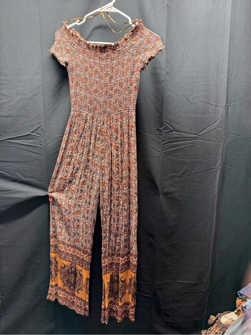 Angie Multicolor Boho Floral Border Wide-Leg Jumpsuit (16ai) - Picture 2 of 6